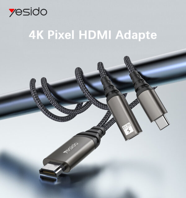 Yesido HM07 2 Meters 4K 60HZ Type-C To HDMI Video Cable & PD Fast Charging Audio Cable - Image 3