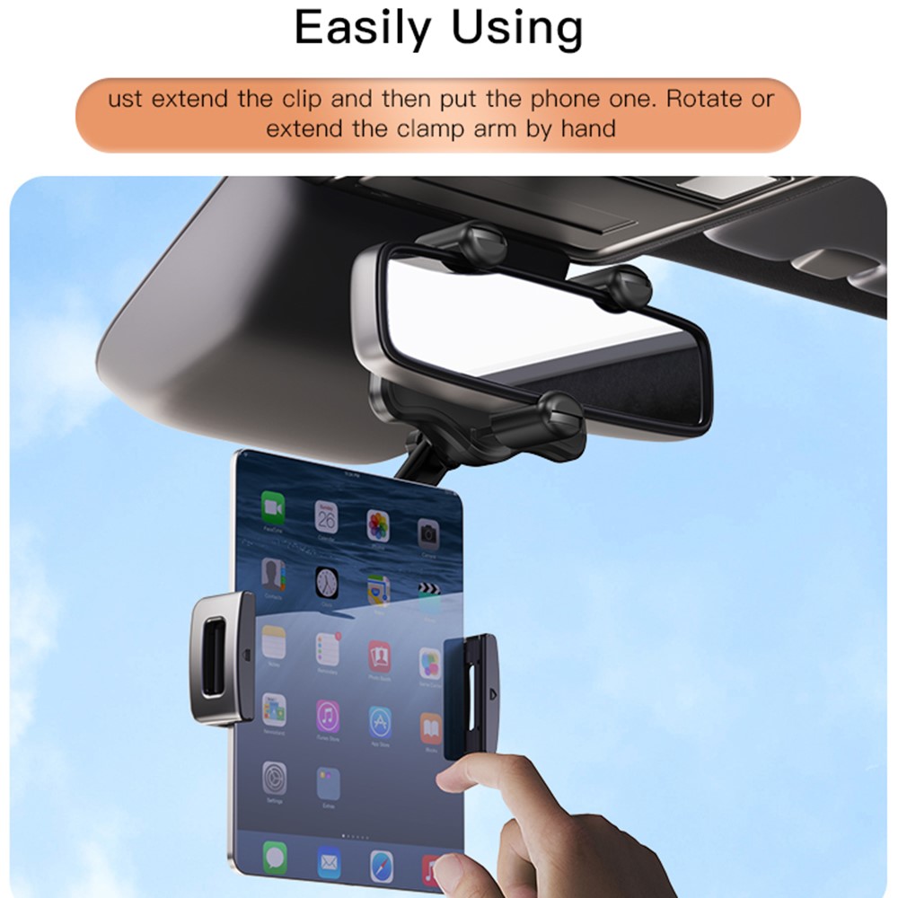 YESIDO C196 Car Rearview Mirror Phone Holder 360 Degrees Rotating ABS Cellphone Bracket - Image 6