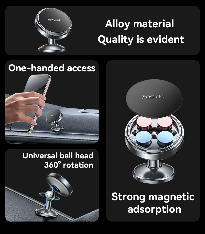 C215 360 Rotation Zinc Alloy Strong Magnetic Force Mini Paste Magnetic Suction Phone Holder - Image 2