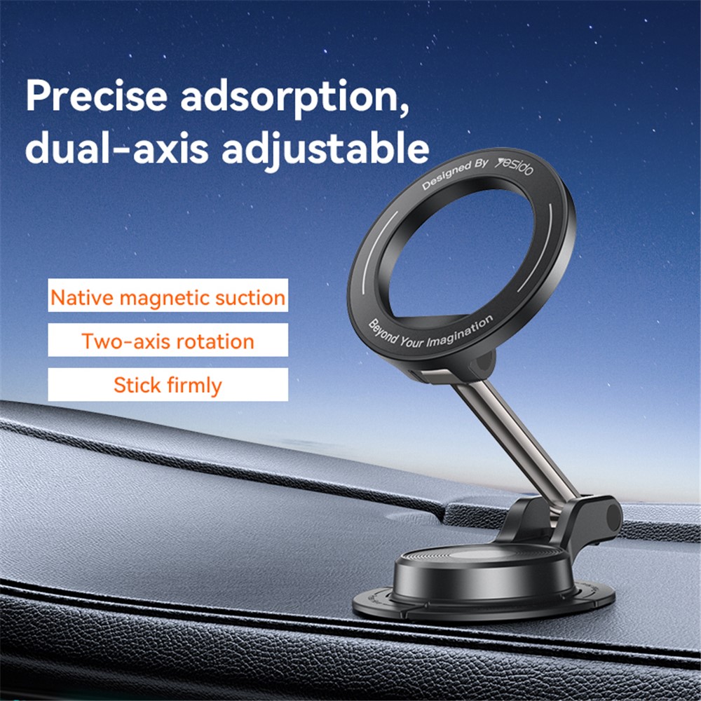 YESIDO C218 Compitable with Magsafe Car Phone Mount Stand Dual Axis Folding 360 Degree Rotating Magnetic Holder - Image 2