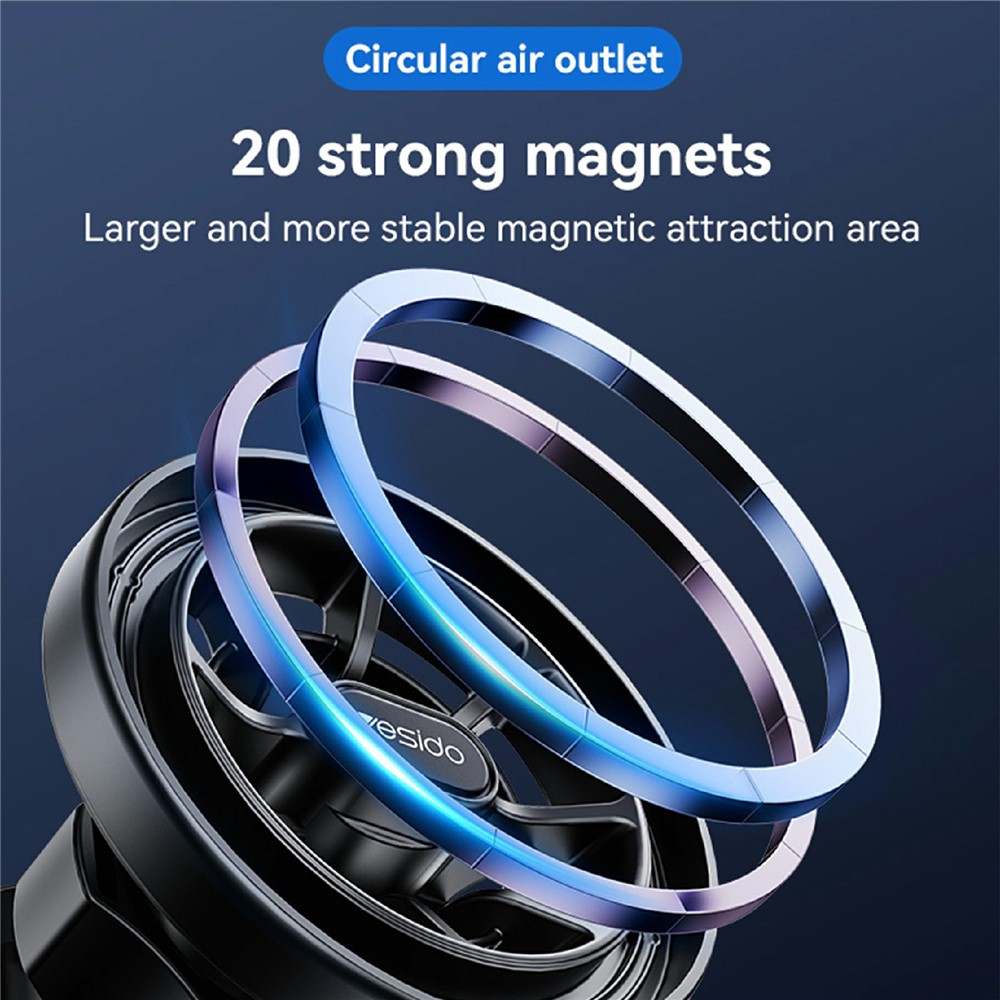 YESIDO C221 Car Mount Holder Circular Air Vent Compatible Stand Rotatable Adjustable Diameter - Image 5