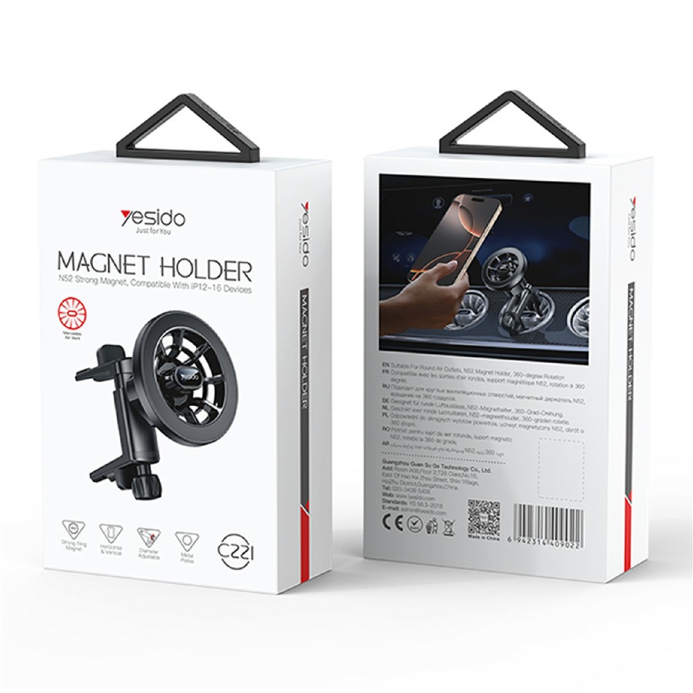 YESIDO C221 Car Mount Holder Circular Air Vent Compatible Stand Rotatable Adjustable Diameter - Image 7