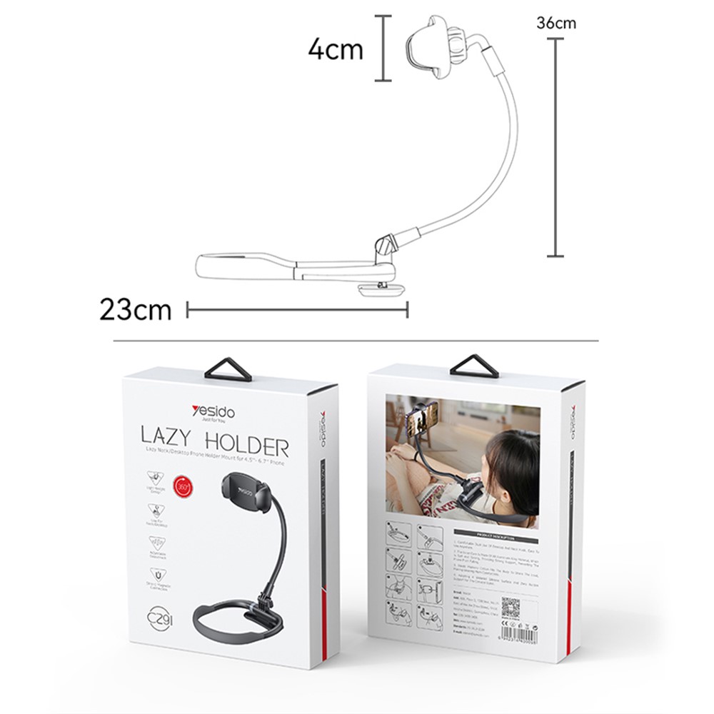 YESIDO C291 Neck Mount Phone Holder Aluminum Alloy Rotation View Phone Neck Bracket - Image 7