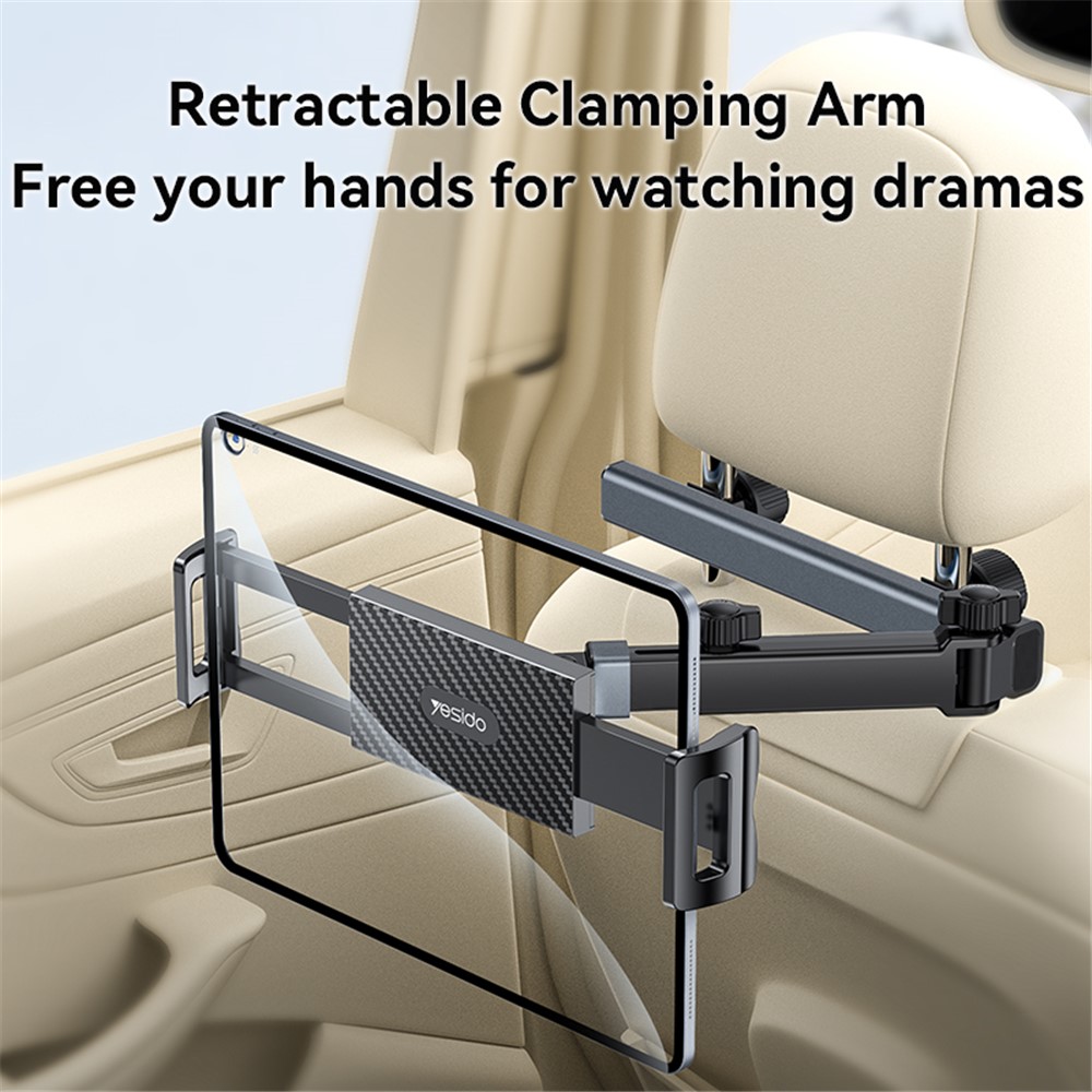 YESIDO C294 Car Seat Back Phone Tablet Holder Foldable Car Headrest Mount Phone Bracket - Image 3