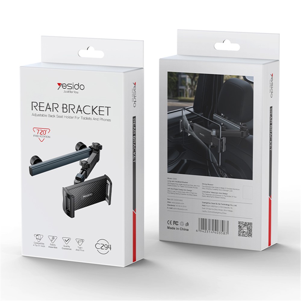 YESIDO C294 Car Seat Back Phone Tablet Holder Foldable Car Headrest Mount Phone Bracket - Image 5