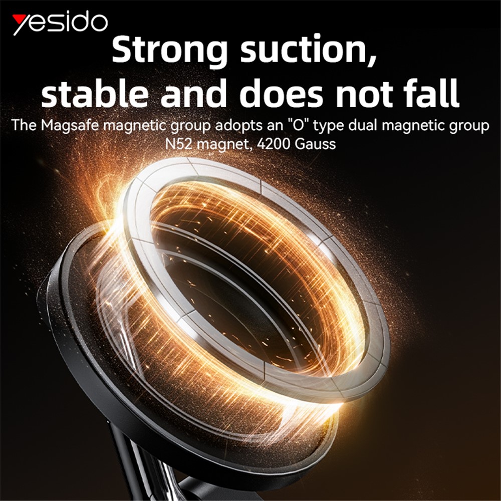 YESIDO C298 Portable Travel Magnetic Phone Holder Zinc Alloy Adjustable Cellphone Bracket - Image 3