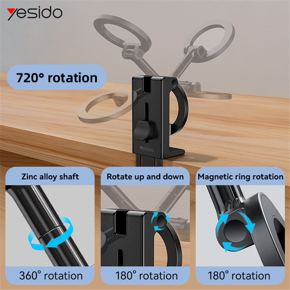 YESIDO C298 Portable Travel Magnetic Phone Holder Zinc Alloy Adjustable Cellphone Bracket - Image 4
