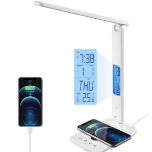 YESIDO DS20 LED Desk Lamp 10W Wireless Charging Function Time Temperature Display Table Light