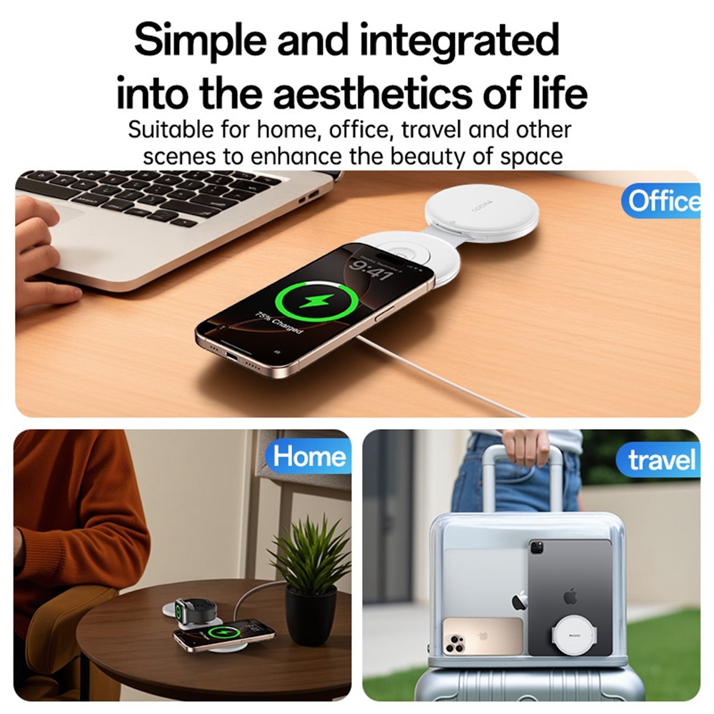 YESIDO DS29 5 in 1 Portable Storage Box Foldable Wireless Charger Phone Stand for Phone / Earbuds / Watch - Image 4