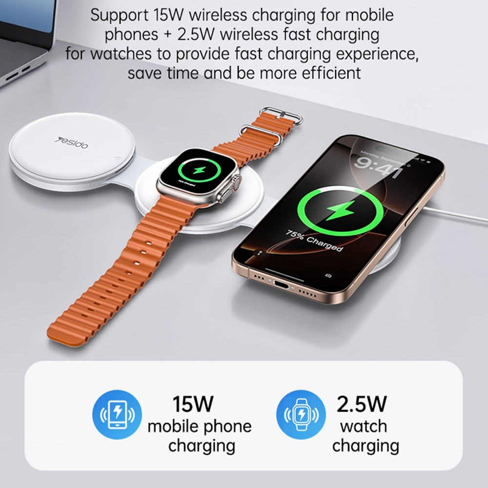YESIDO DS29 5 in 1 Portable Storage Box Foldable Wireless Charger Phone Stand for Phone / Earbuds / Watch - Image 5