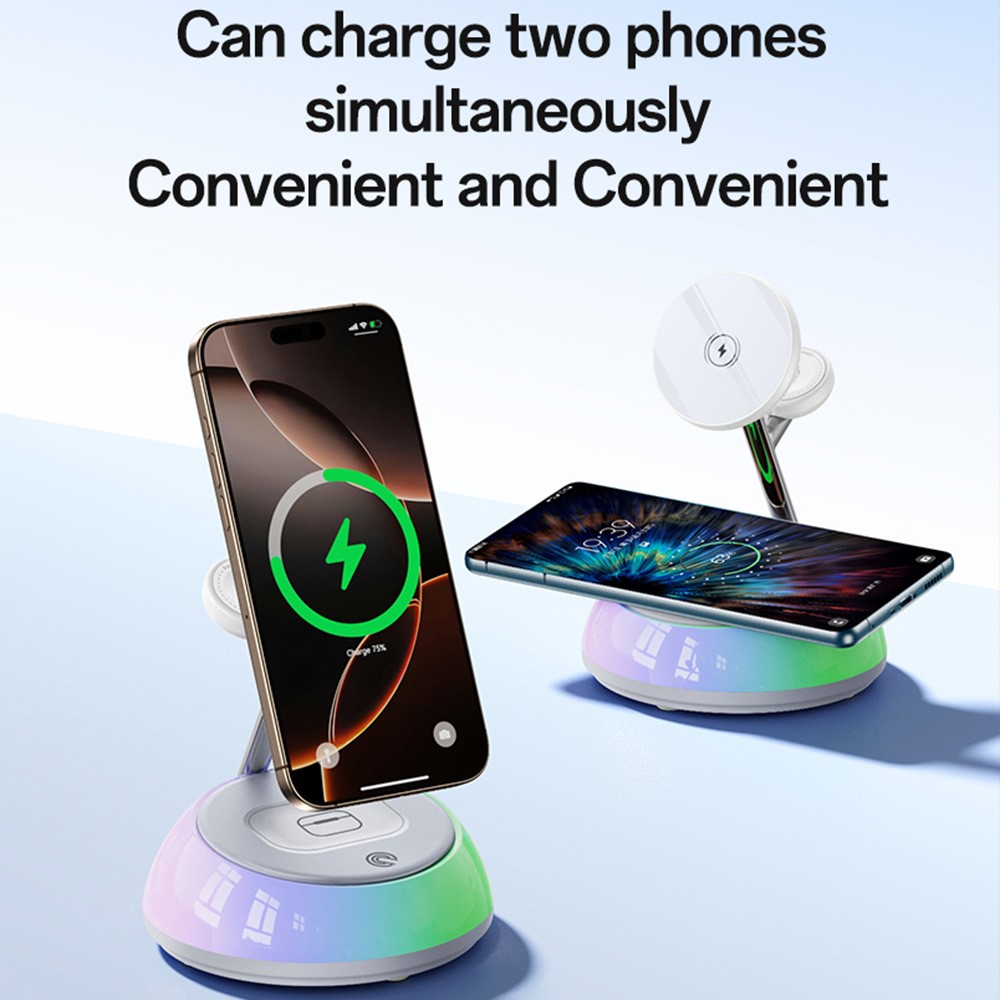 YESIDO DS31 3 in 1 Wireless Charging Station Phone Watch Earphone Magnetic Wireless Charger with Night Light - Image 3