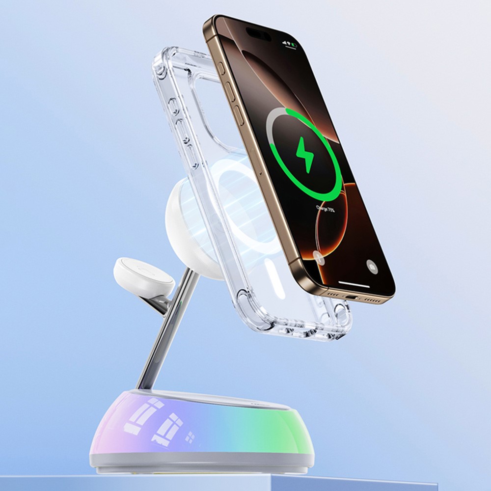 YESIDO DS31 3 in 1 Wireless Charging Station Phone Watch Earphone Magnetic Wireless Charger with Night Light - Image 4