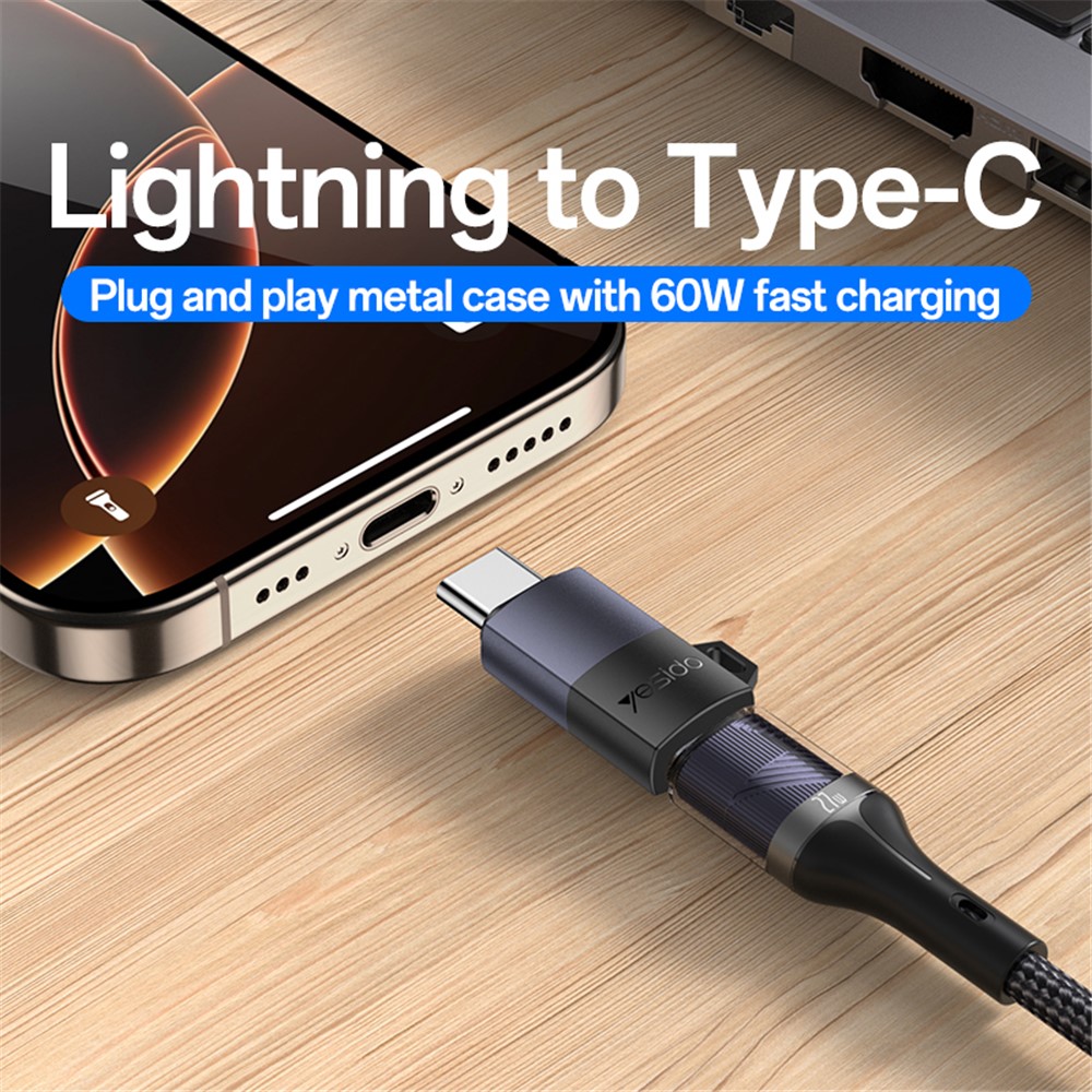 YESIDO GS28 8Pin Female to Type-C Male Converter Charging Data Transfer Adapter - Image 2