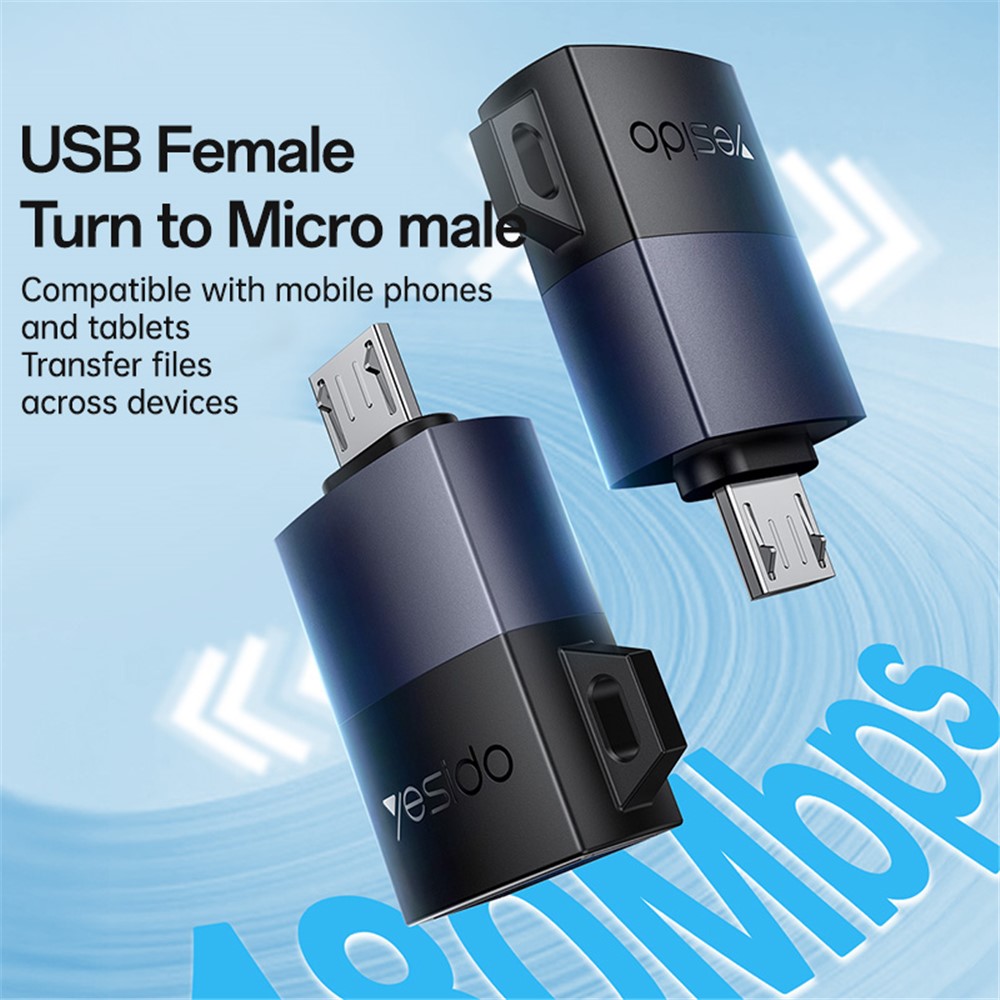 YESIDO GS33 USB Female to Micro USB Male Converter 480Mbps Data Transfer OTG Adapter - Image 4