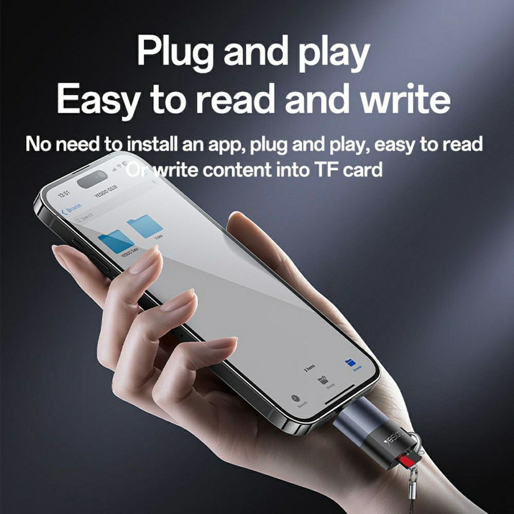 YESIDO GS38 8Pin TF Card Reader 480Mbps Transfer Speed Portable Memory Card Reader - Image 4