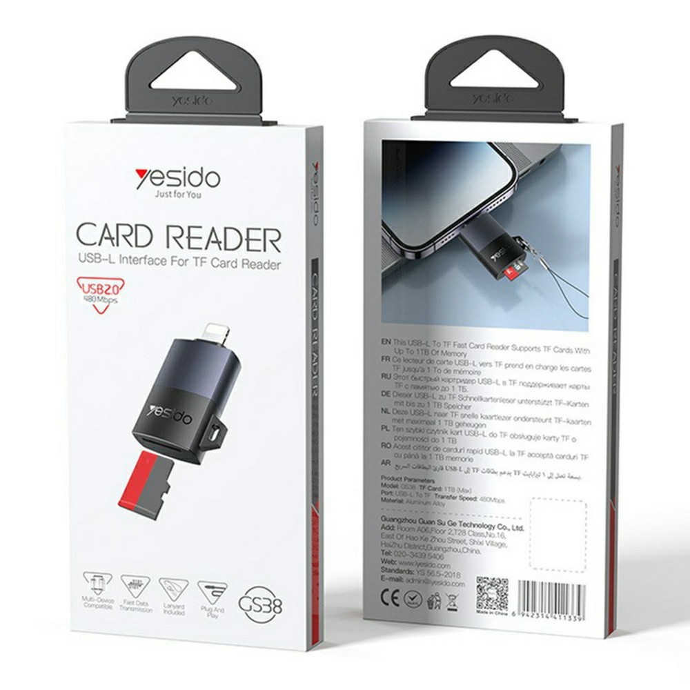 YESIDO GS38 8Pin TF Card Reader 480Mbps Transfer Speed Portable Memory Card Reader - Image 6