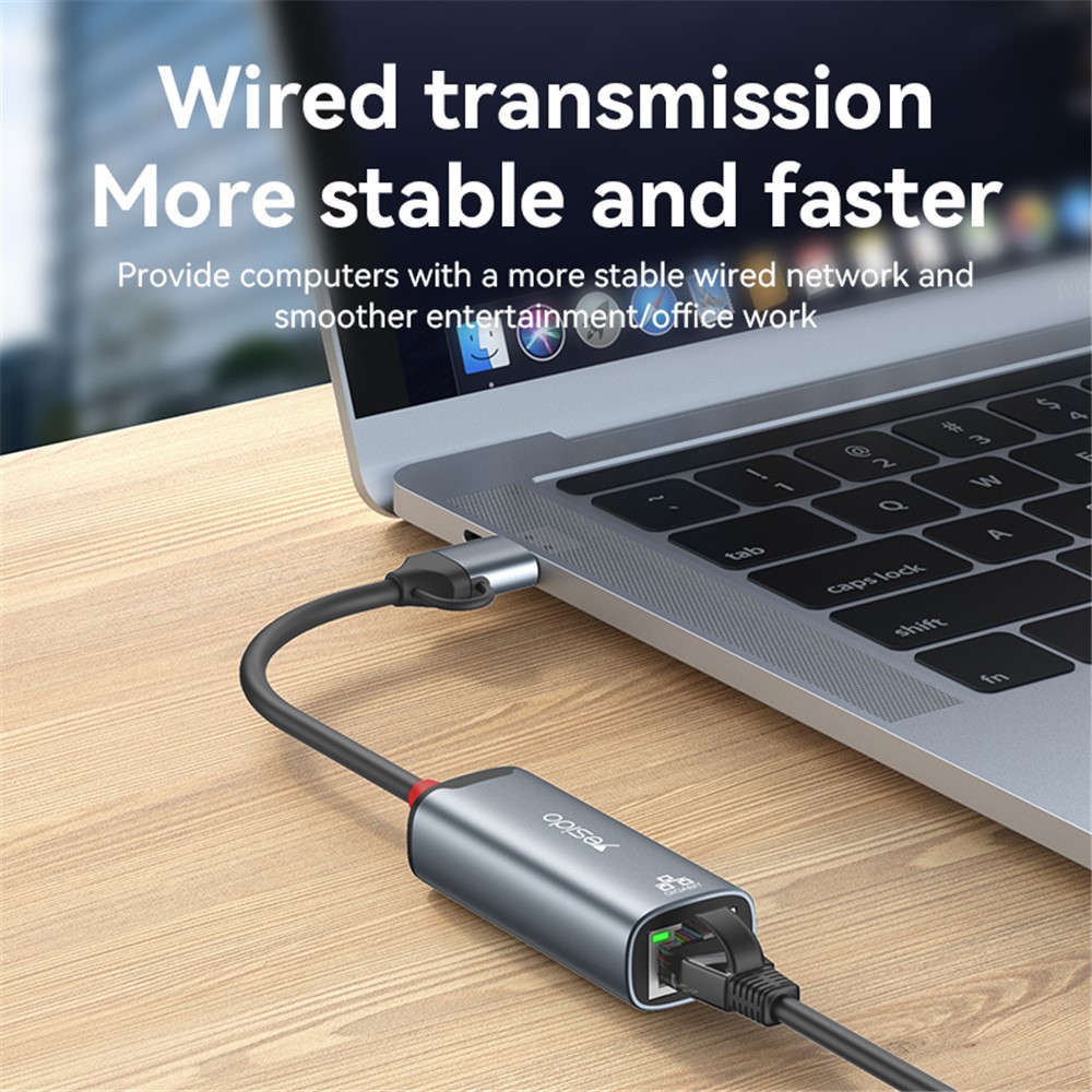 YESIDO HB26 USB+Type-C 2-in-1 Gigabit Ethernet Converter for PC / Mobile Phone / Tablet - Image 4