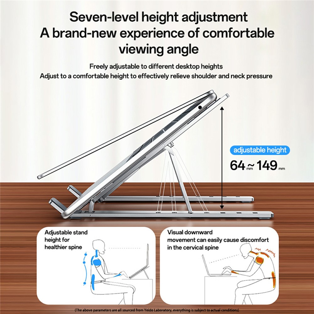 YESIDO LP07 For 13 - 20 Inch Laptop Bracket Height Adjustable Aluminum Alloy Notebook Stand - Image 4