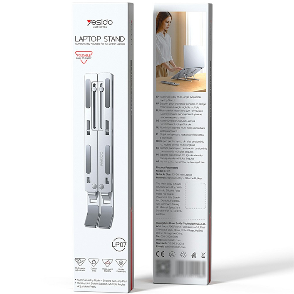 YESIDO LP07 For 13 - 20 Inch Laptop Bracket Height Adjustable Aluminum Alloy Notebook Stand - Image 8