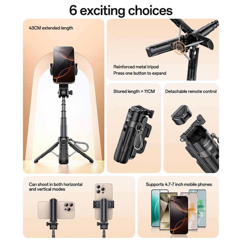 YESIDO SF29 For Android / iOS Mini Bluetooth-Compatible Selfie Stick Extendable Tripod with Remote Control - Image 3