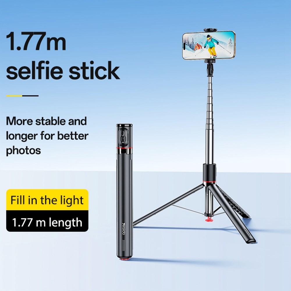 YESIDO SF30 Pop Up Tripod 1.7m Extendable Bluetooth-Compatible Selfie Stick with Remote Control - Image 3