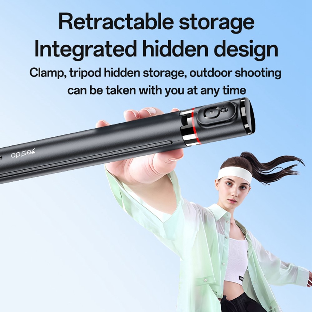 YESIDO SF30 Pop Up Tripod 1.7m Extendable Bluetooth-Compatible Selfie Stick with Remote Control - Image 4