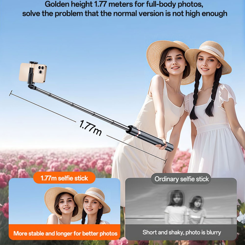 YESIDO SF30 Pop Up Tripod 1.7m Extendable Bluetooth-Compatible Selfie Stick with Remote Control - Image 8