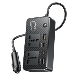 YESIDO VC07 200W High Power Car Inverter Fast Charging Adapter with 2 AC + 2 USB + 2 Type-C Ports