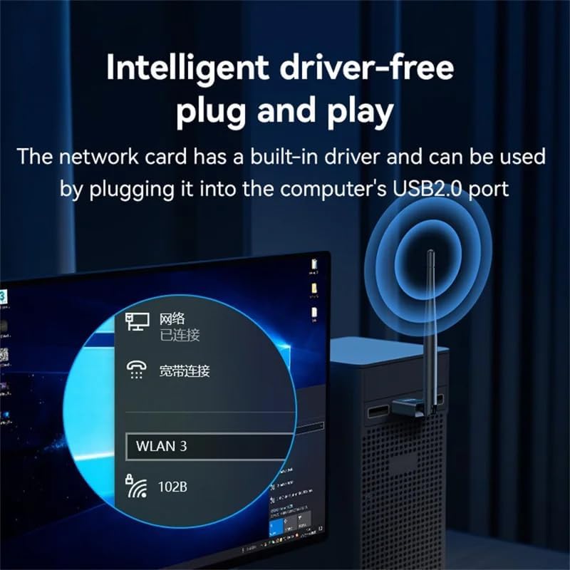 YESIDO WP11 2.4GHz 150Mbps High Speed WiFi4 Wireless Dongle USB Adapter with External Antenna - Image 2