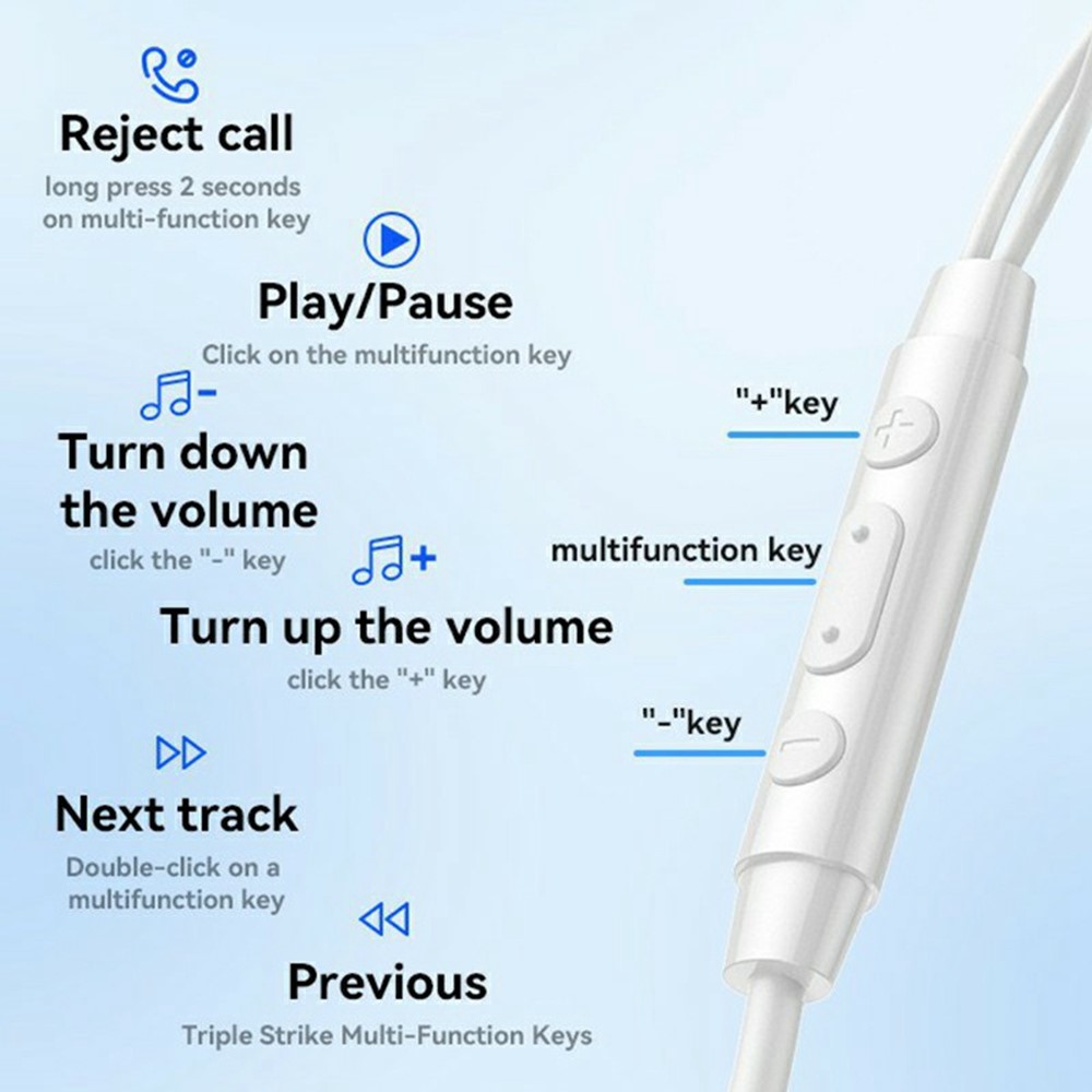 YESIDO YH46 3.5mm Wired Earphones with Micphone One-Button Control Corded Headphones for Calls / Music - White - Image 6