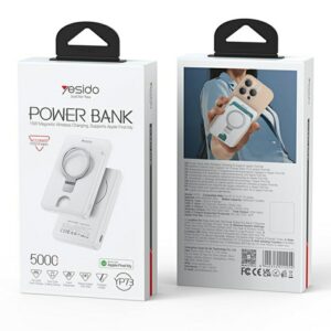YESIDO YP73 Wireless Charging Power Bank 5000mAh 15W Fast Charging Phone Charger with Locator / Metal Stand