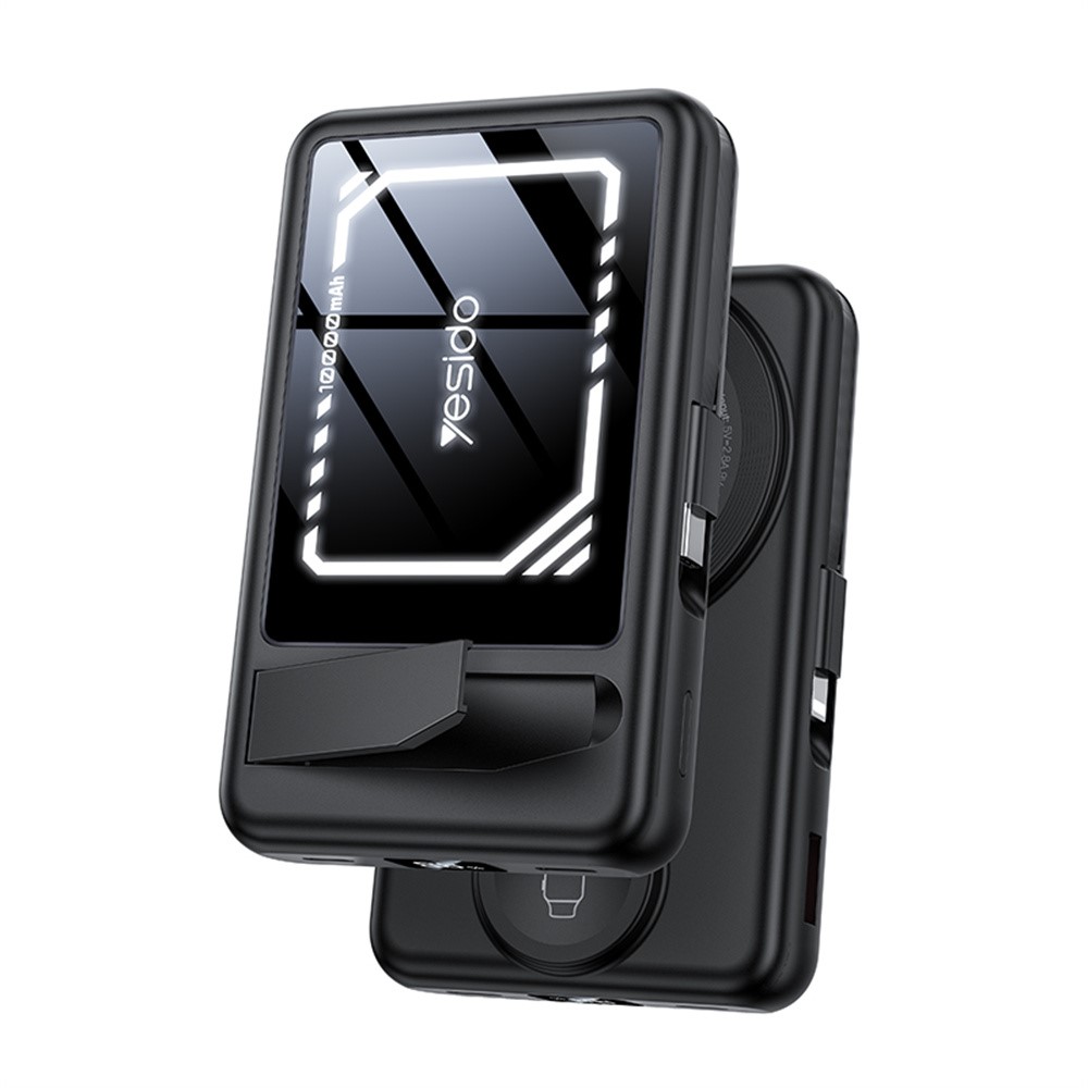 YESIDO YP79 10000mAh Digital Display Power Bank Built-in Cable Magnetic Wireless Charger for Phone / Smartwatch - Image 5