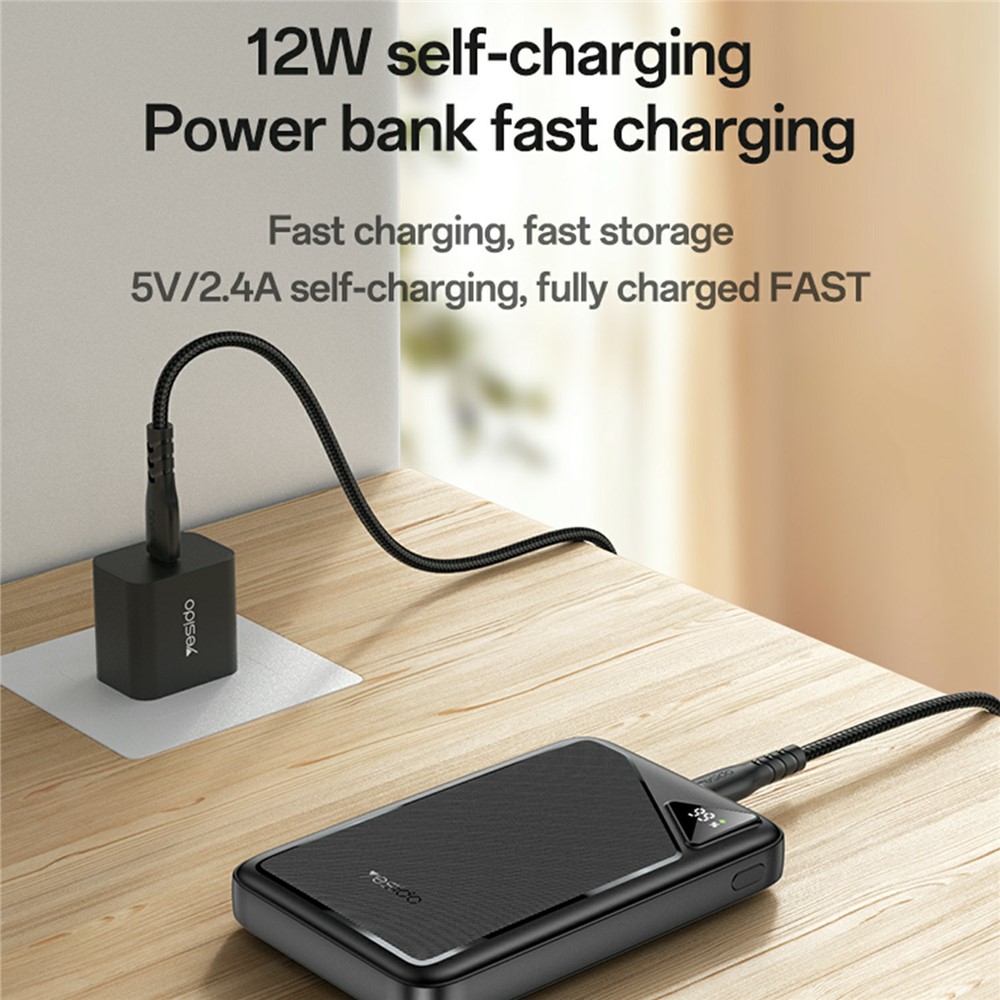 YESIDO YP81 20000mAh Power Bank Digital Display 2.4A Fast Charging Portable Charger with 2 USB + 1 Type C Ports - Image 4