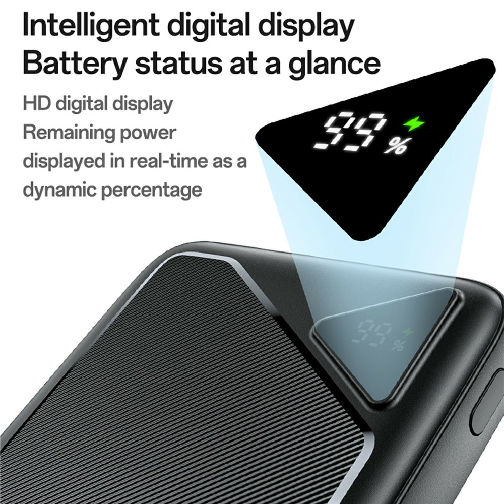 YESIDO YP81 20000mAh Power Bank Digital Display 2.4A Fast Charging Portable Charger with 2 USB + 1 Type C Ports - Image 5