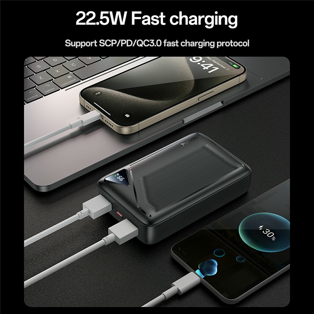 YESIDO YP83 20000mAh Power Bank Digital Display 22.5W Fast Charging Portable Charger - Image 2