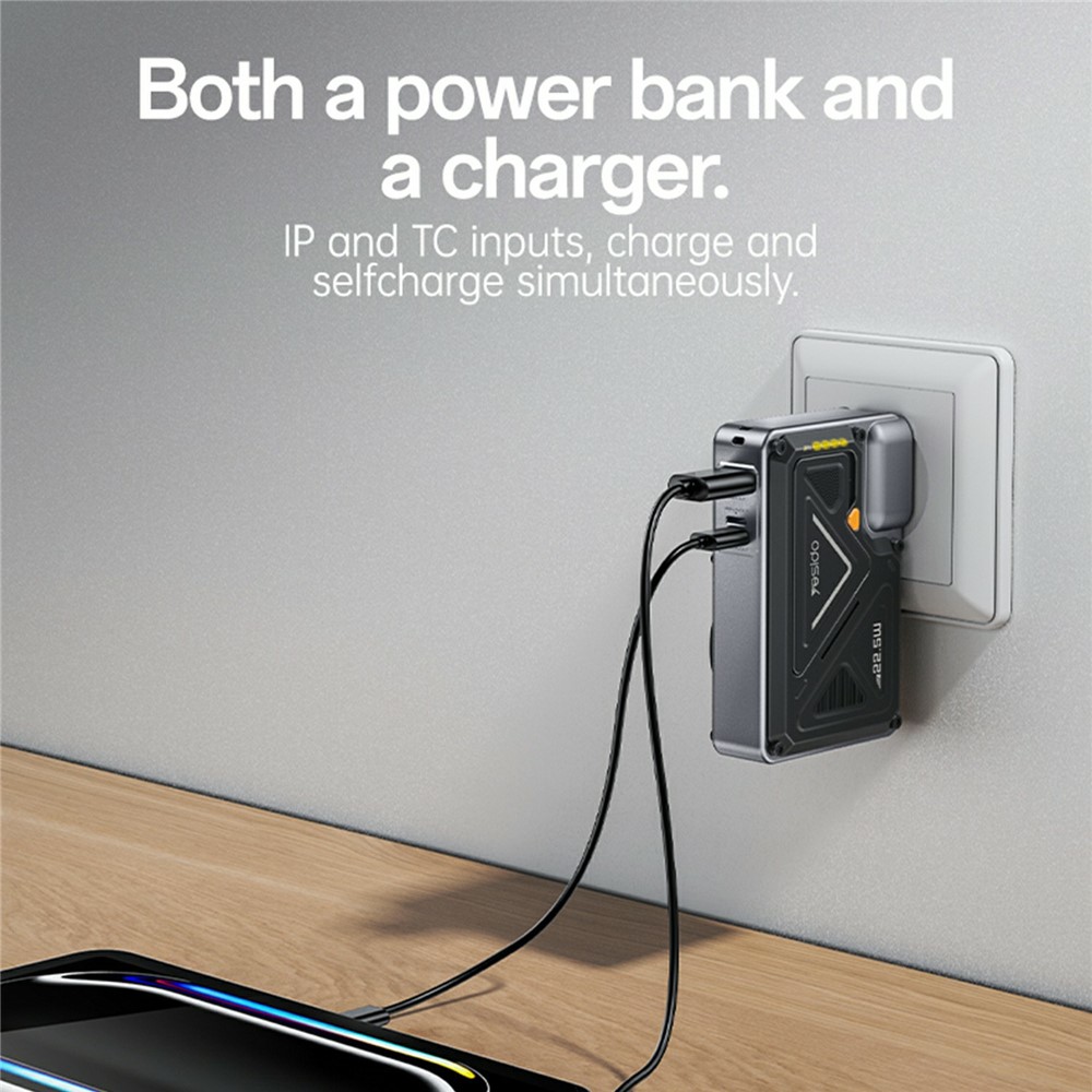 YESIDO YP89 AC + DC Wireless Charging 10000mAh Power Bank with Stand iP / USB / Type C Multi Port 22.5W Fast Charger - EU Plug - Image 4