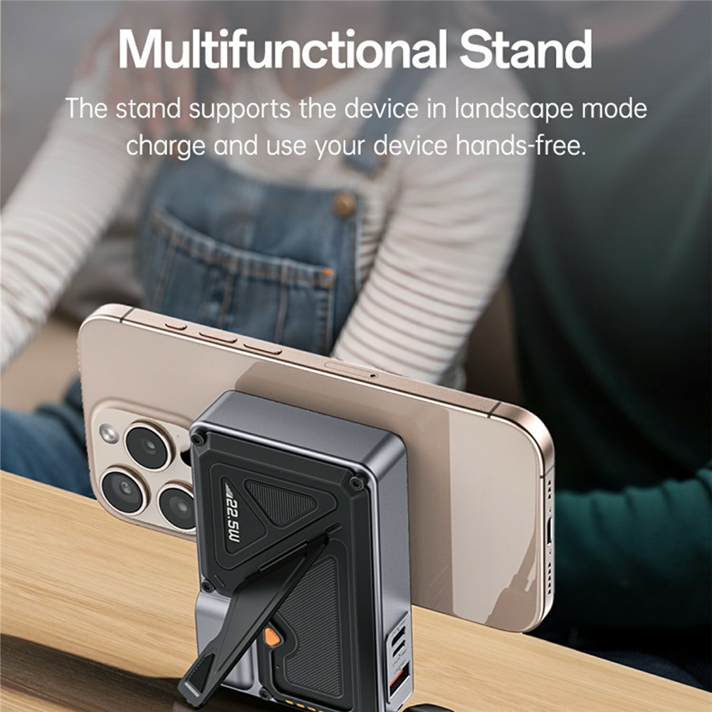 YESIDO YP89 AC + DC Wireless Charging 10000mAh Power Bank with Stand iP / USB / Type C Multi Port 22.5W Fast Charger - EU Plug - Image 6