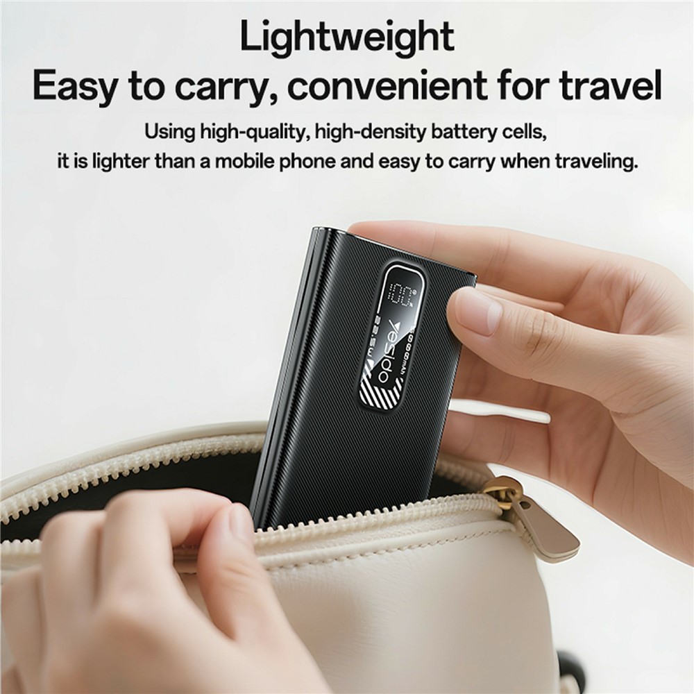 YESIDO YP92 5000mAh Power Bank Ultra Thin 22.5W Fast Charging Digital Display Portable Charger with Dual Outputs - Image 4