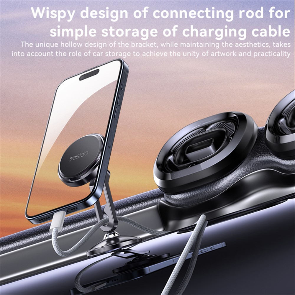 YESIDO C210 Dual Ball Head Design Magnetic Car Phone Holder Zinc Alloy Cellphone Stand - Image 3