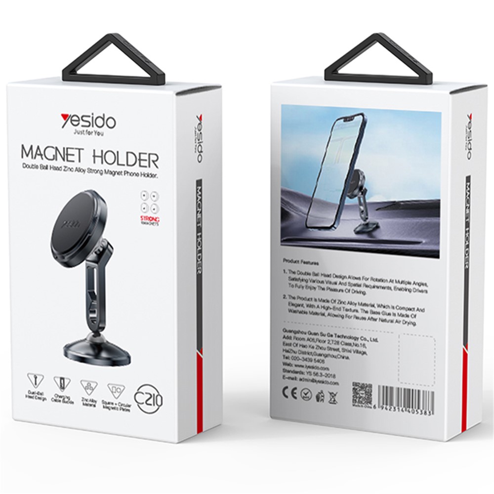 YESIDO C210 Dual Ball Head Design Magnetic Car Phone Holder Zinc Alloy Cellphone Stand - Image 8