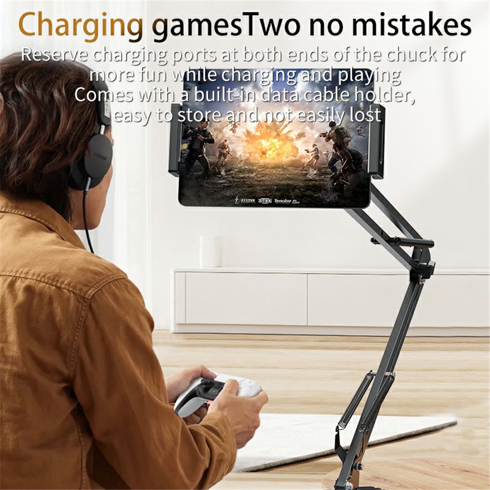 YESIDO C296 Adjustable Aluminum Alloy Arm Lazy Phone Tablet Holder Stand Bedside Desk Clip-On Bracket - Image 2