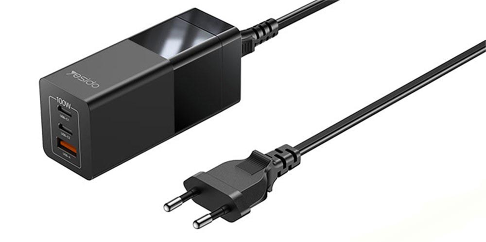 YESIDO YC58 GaN Desktop Charger USB+2 Type-C Charging Station for Laptop, Tablet, Cellphone