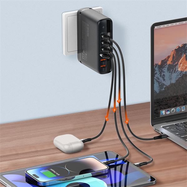 LDNIO A6140C LED Display GaN Tech 6 Ports Multi 140W GaN Super Fast Charging for Iphone Samsung MacBook Laptop Desktop Charger