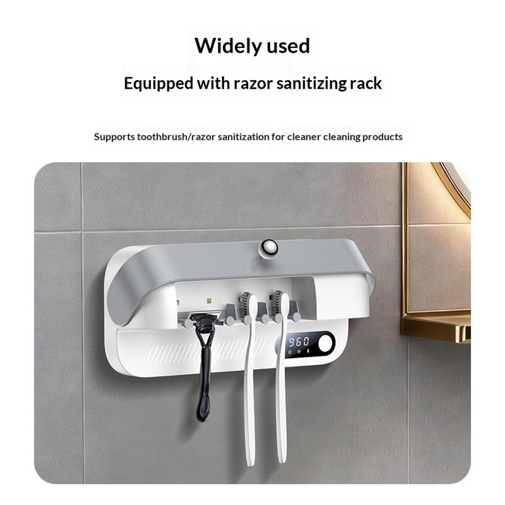 YESIDO MG32 UV Toothbrush Sterilizer Dryer Holder 4 Slots Wall Mount Digital Display Storage Sterilization Box for Bathroom - Image 3