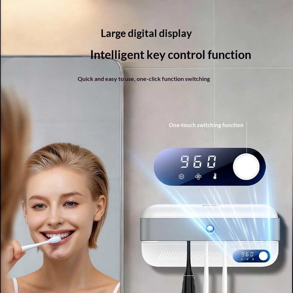 YESIDO MG32 UV Toothbrush Sterilizer Dryer Holder 4 Slots Wall Mount Digital Display Storage Sterilization Box for Bathroom - Image 5