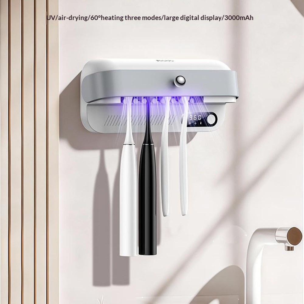 YESIDO MG32 UV Toothbrush Sterilizer Dryer Holder 4 Slots Wall Mount Digital Display Storage Sterilization Box for Bathroom - Image 6