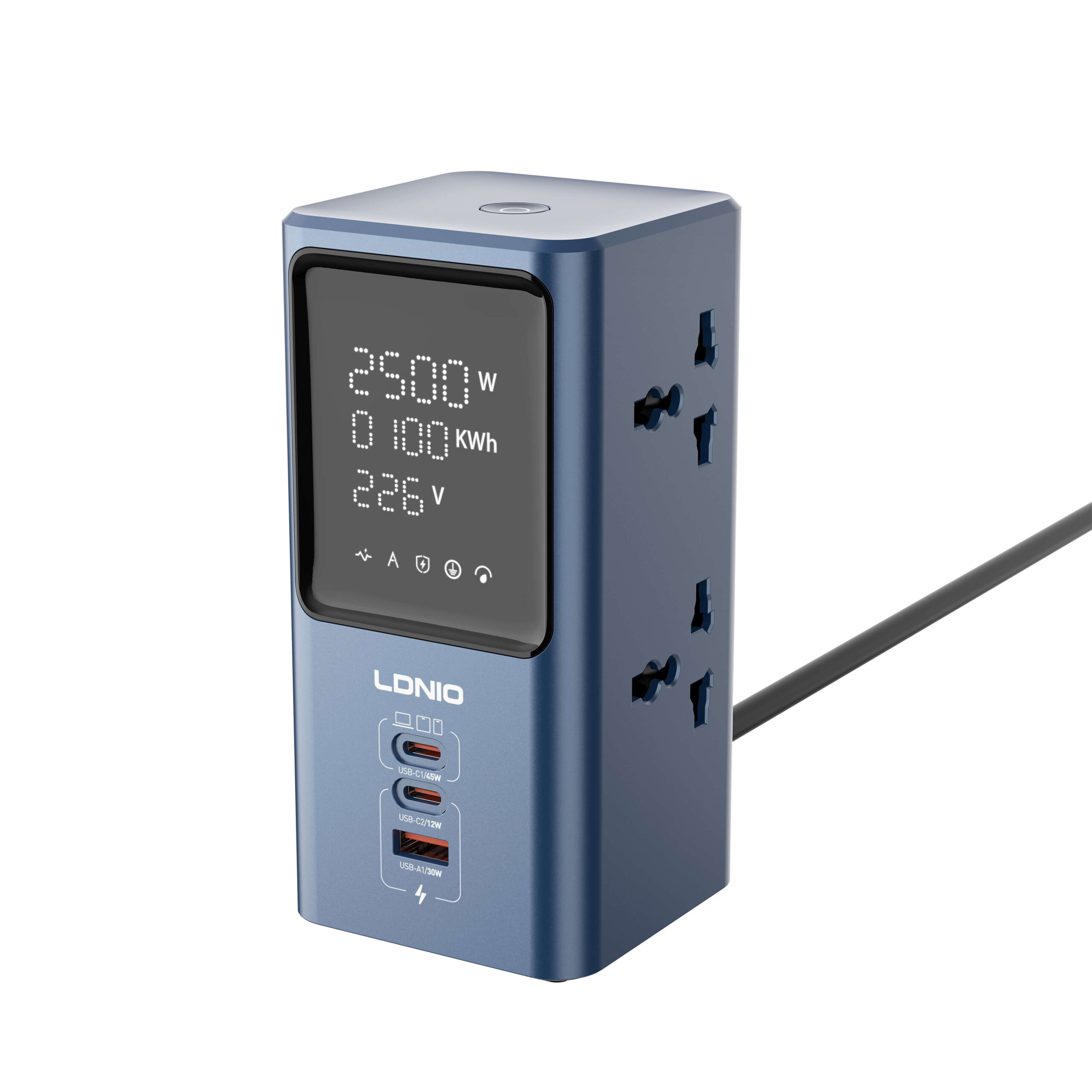 LDNIO SC2 45W PD charger, 2500W universal power strip with LED - Image 5
