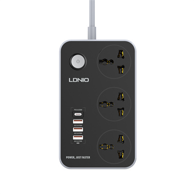 LDNIO SC3412, 3 X AC Outlets Universal Power Strip + 3 Port USB, Type-C - Image 6