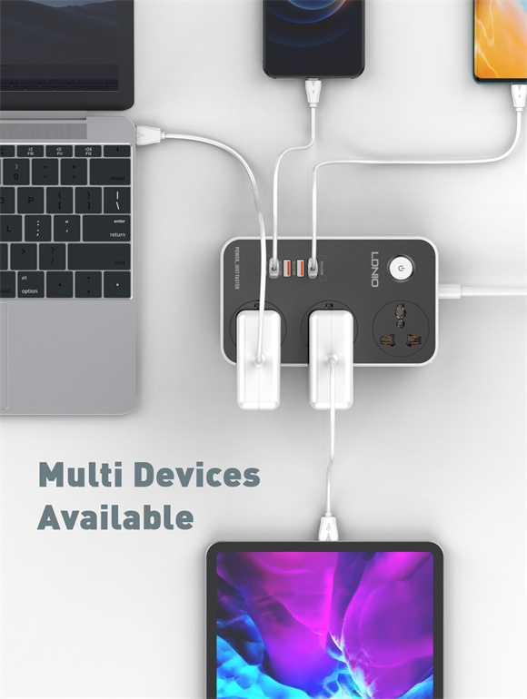 LDNIO SC3412, 3 X AC Outlets Universal Power Strip + 3 Port USB, Type-C - Image 5