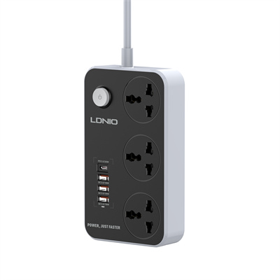 LDNIO SC3412, 3 X AC Outlets Universal Power Strip + 3 Port USB, Type-C